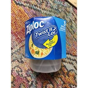 NEW Ziploc Twist n Lock Loc 3 Pack Small Round Plastic Containers Lids 1 Pint